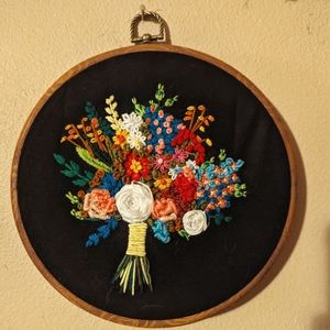 Embroidered floral decor